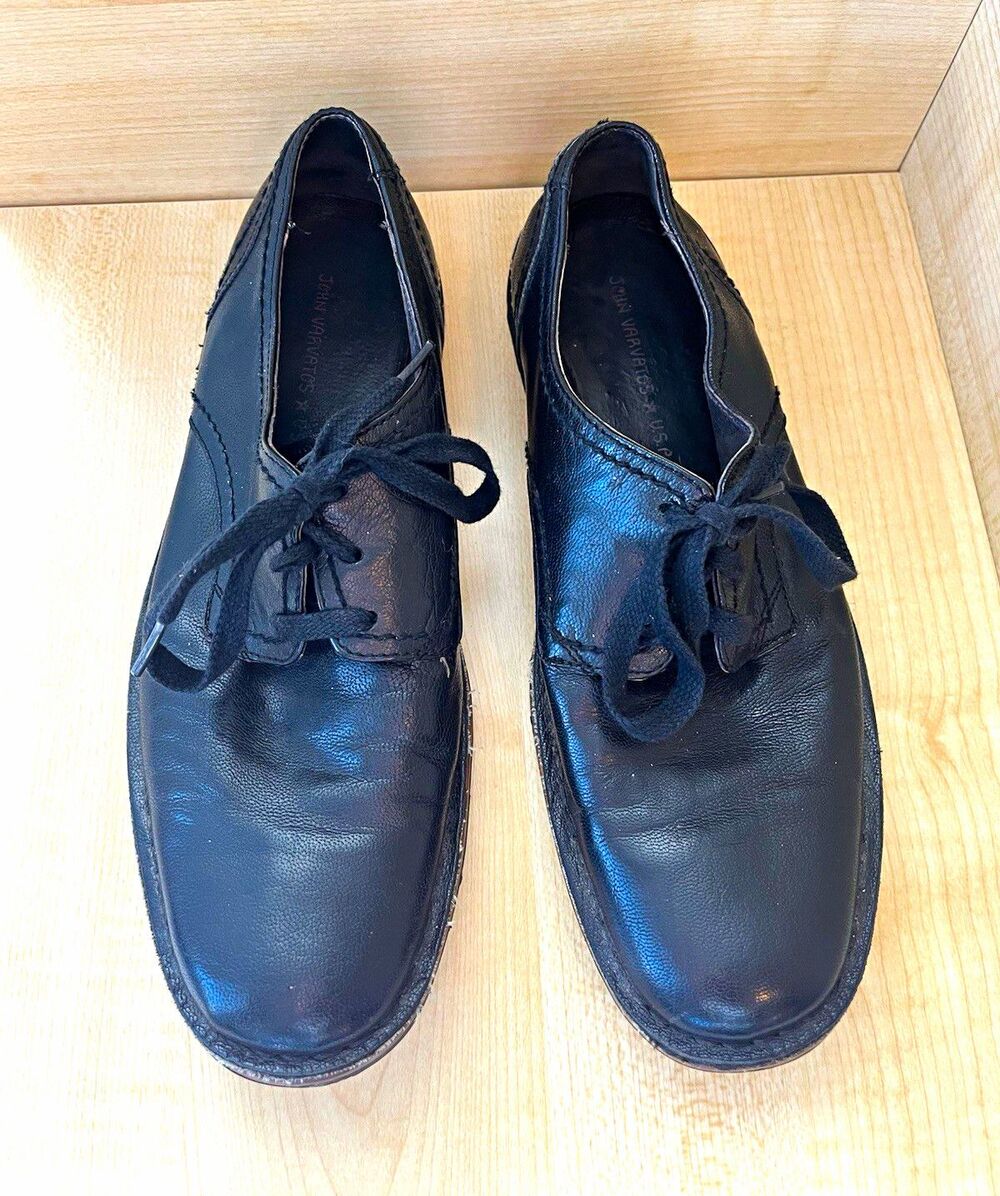 John Varvatos Men Black Leather Derby Oxford Dress Shoes Size 8 Casual Used